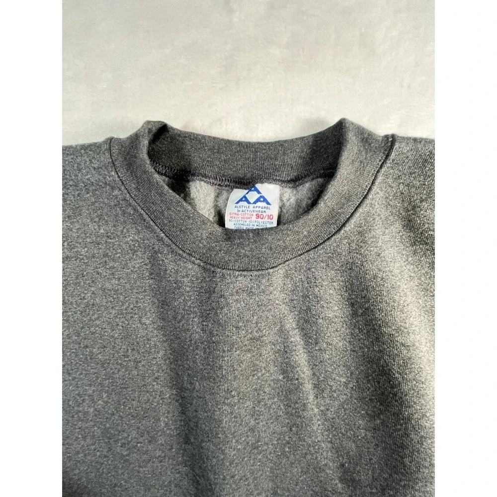 VTG Alstyle Apparel Mens XL Heavyweight Sweatshirt Gray Cotton Blend Pullover